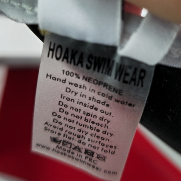 Hoaka Swim Bathing Suit Womens Medium Two Piece Bikini Neoprene Red White Mesh - Picture 13 of 16